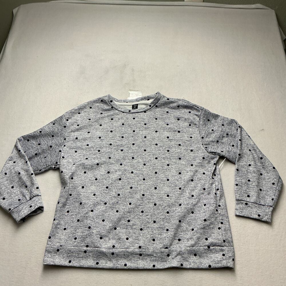 Women’s SHEIN Gray Polka Dot Long Sleeve Sweatshirt Size 0XL, Excellent, 4197